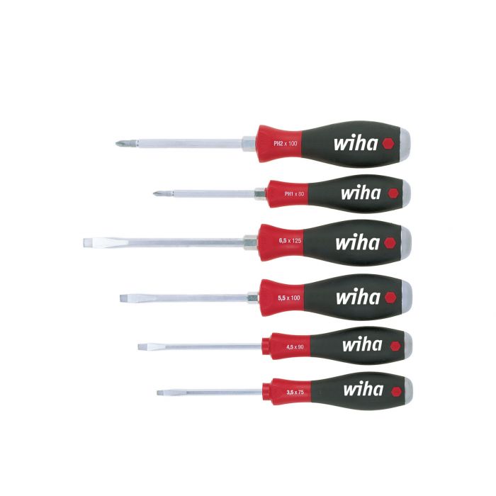 Wiha 530 HK6 Schroevendraaierset SoftFinish sleuf / philips - massief stalen kap - 6-Delig - 21250