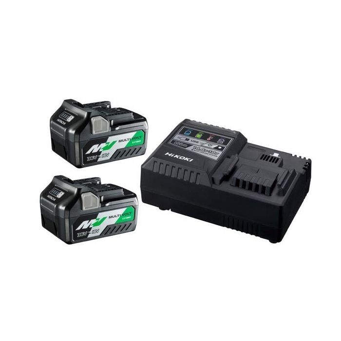 Hikoki UC18YSL3WEZ Accupakket MultiVolt - 2 x 5.0 Ah 18V / 2.5 Ah 36V + lader UC18YSL3