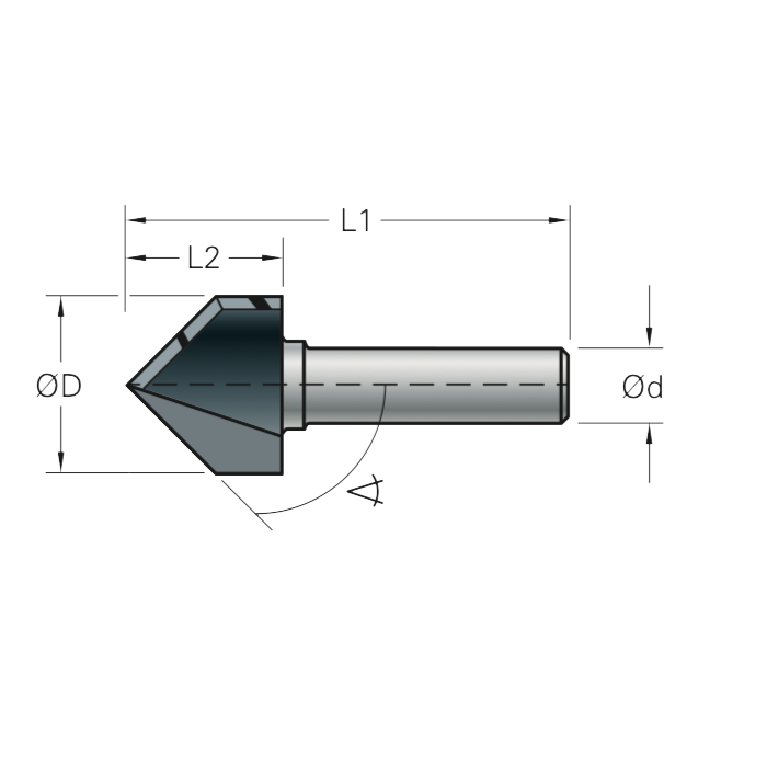 Stehle Hardmetalen V-groeffrees - Ø19 x 51 mm - 58502261