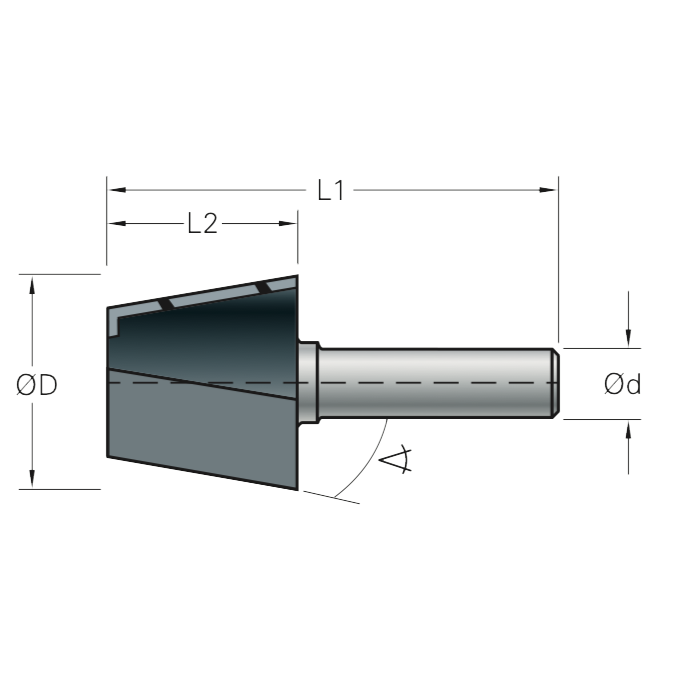 Stehle Hardmetalen Kantenfrees - fasefrees 10° - Ø24 x 45 mm - 50502254