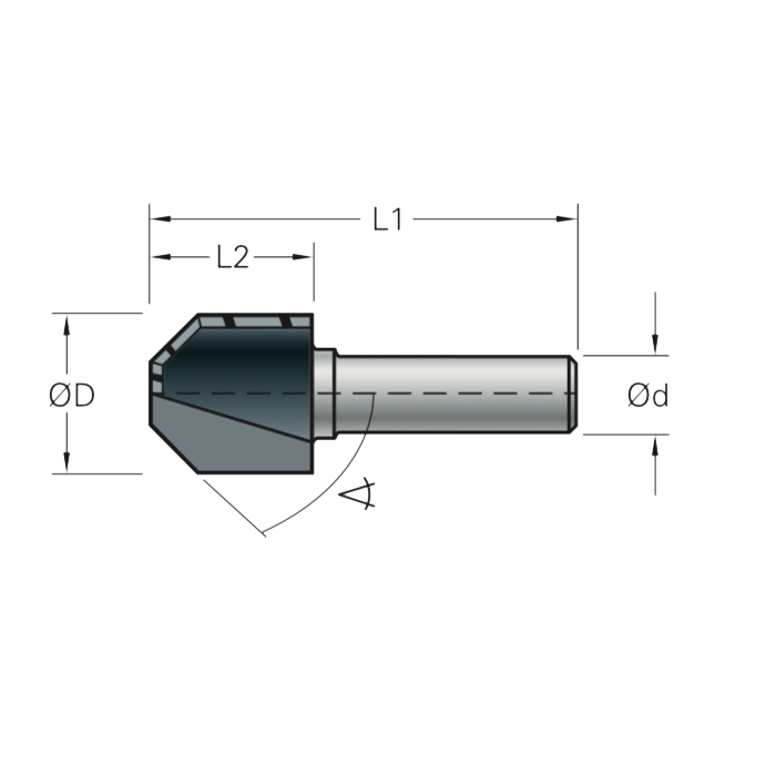 Stehle Hardmetalen Kantenfrees - fasefrees 22° - Ø12 x 42 mm - 50502263