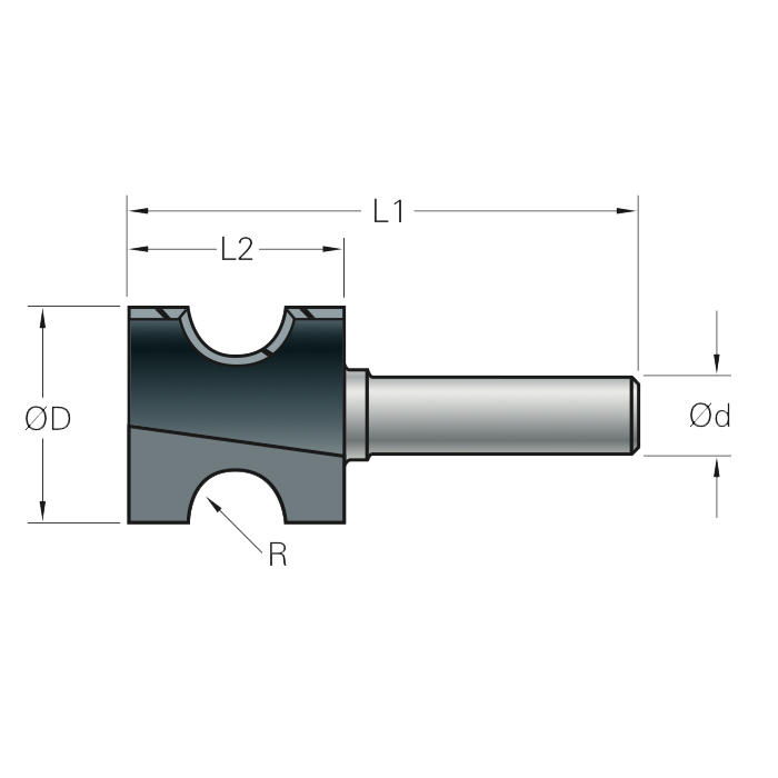 Stehle Hardmetalen Halfrondfrees - Ø19 x 44 mm, R=3,0 mm - 50502335