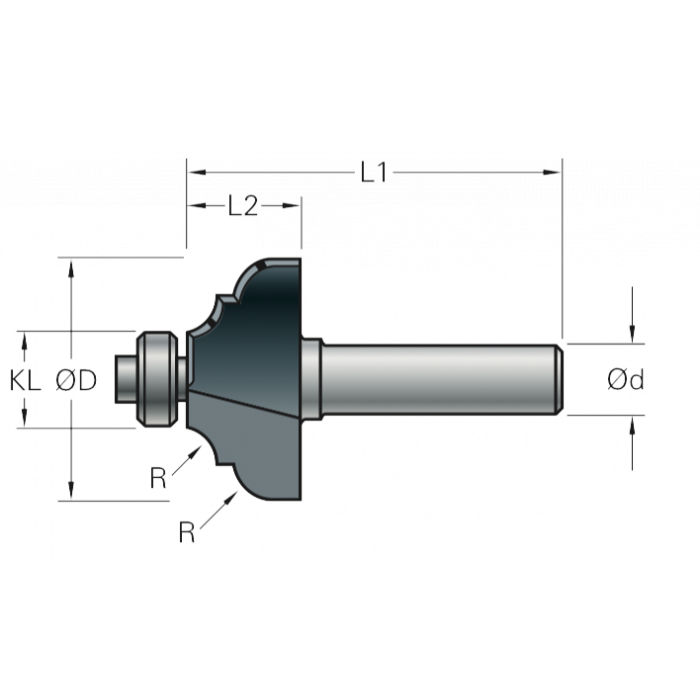 Stehle Hardmetalen Multiprofielfrees met aanlooplager - Ø29 x 45 mm, R=4,0 mm - 50512076