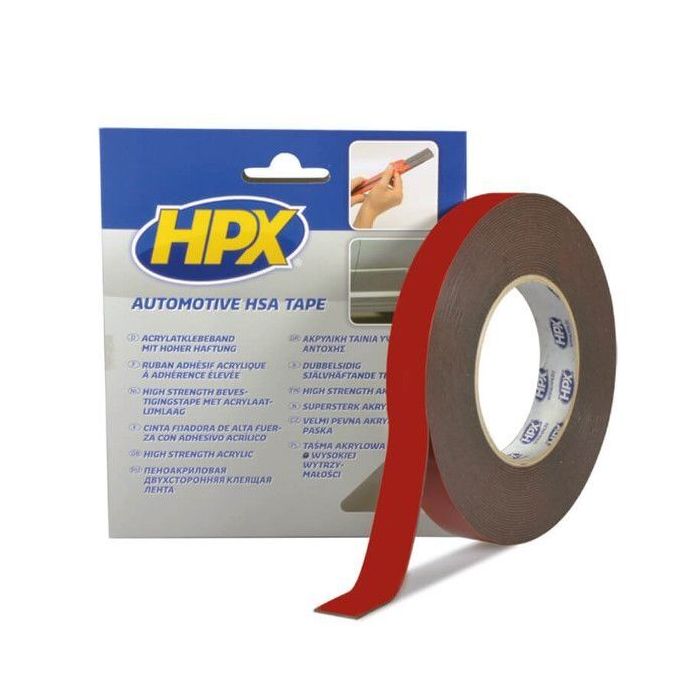 HPX Dubbelzijdige HSA tape - 12mm x 10 meter - antraciet - HSA004