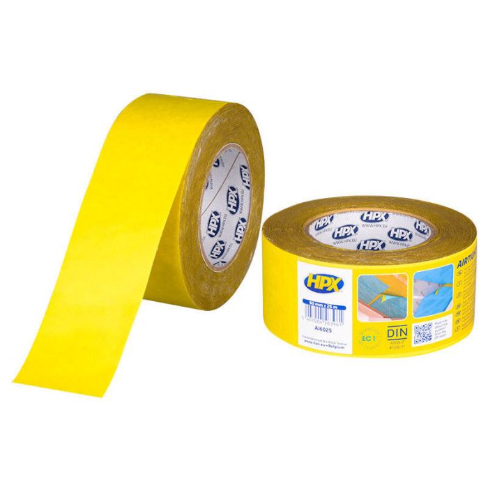 HPX Airtight indoor papieren tape - 60 mm x 25 meter - geel - AI6025