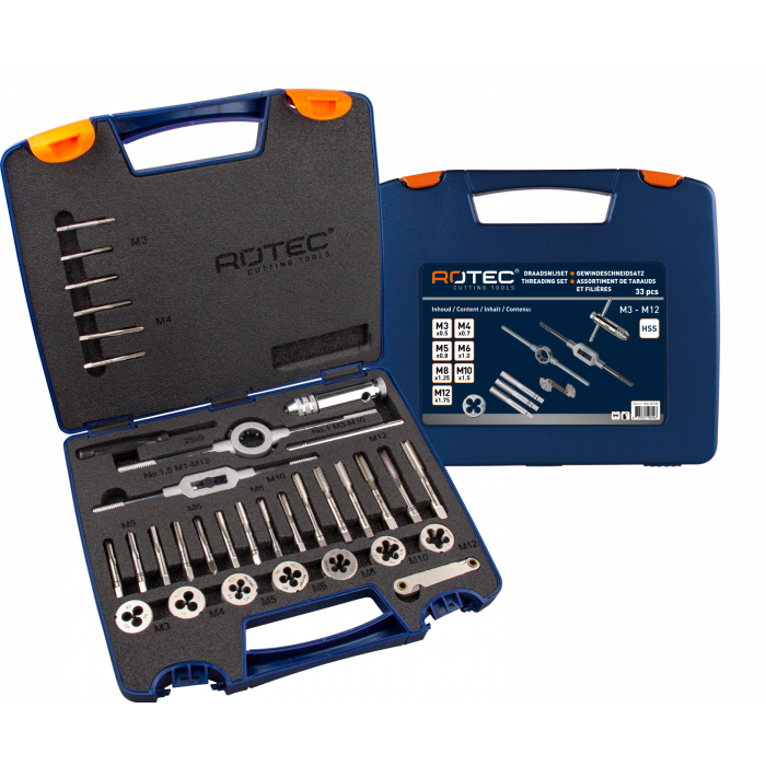 Rotec Handtap- en snijplaatset - 33-delig - metrich - ABS - 900.2010K