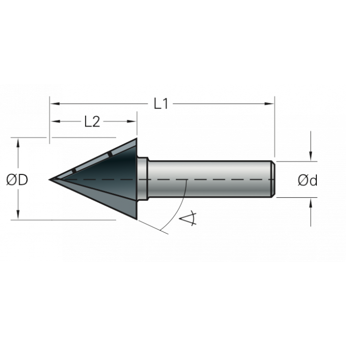 Stehle Hardmetalen V-groeffrees / graveerfrees - Ø15,8 x 51 mm, R=30° - 58502269