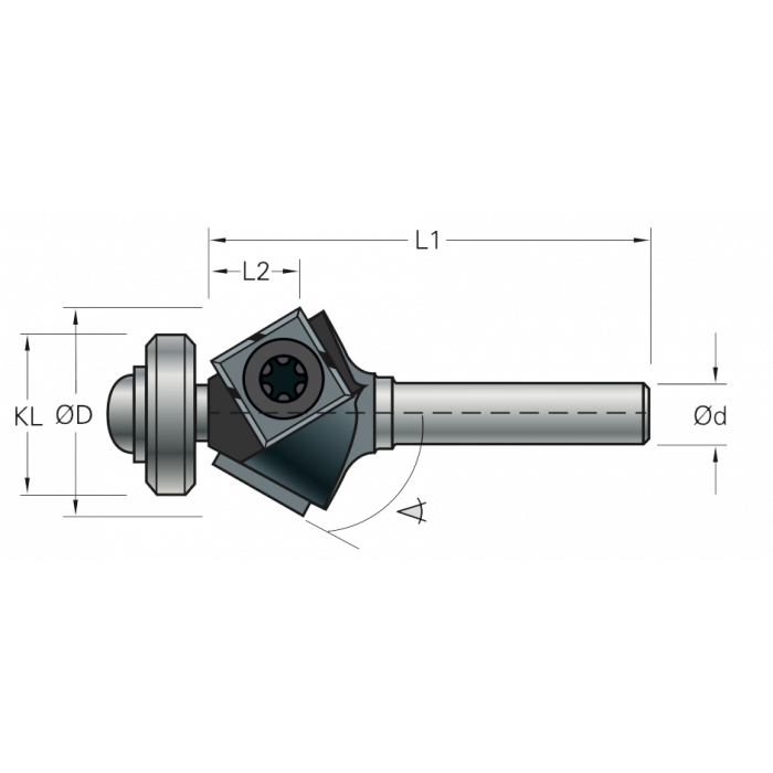 Stehle Keermessen fasefrees met aanlooplager - Ø29 x 55 mm, R=45° - 58530008