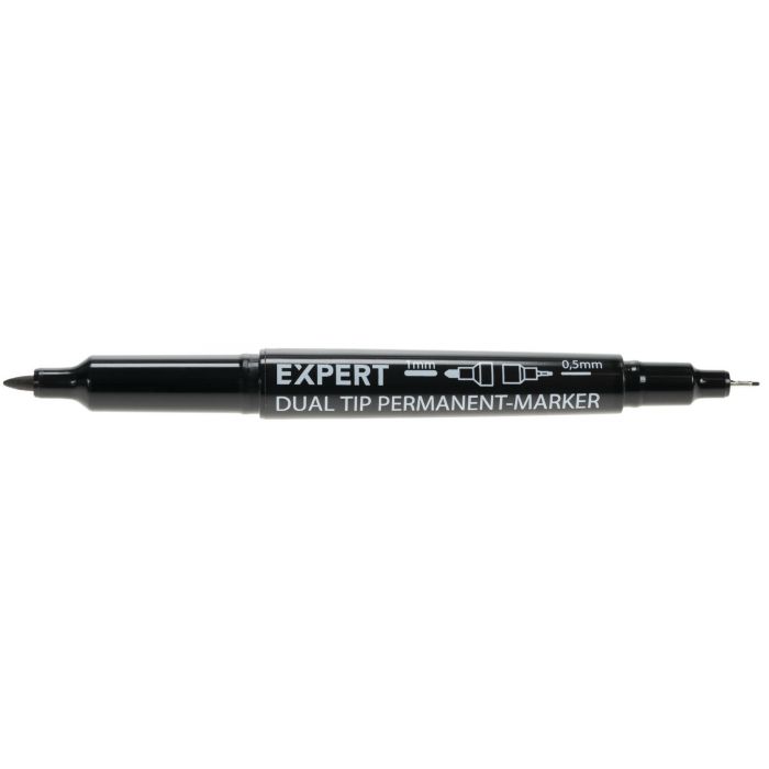 Expert Dubbel Dual Tip permanent markeerstift - zwart - 1,0 en 0,5 mm - 8431010