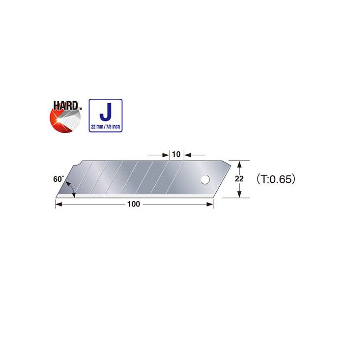 Tajima LCB-62 Endura-Blade™ J reserve afbreekmessen - 22 mm - 10 stuks