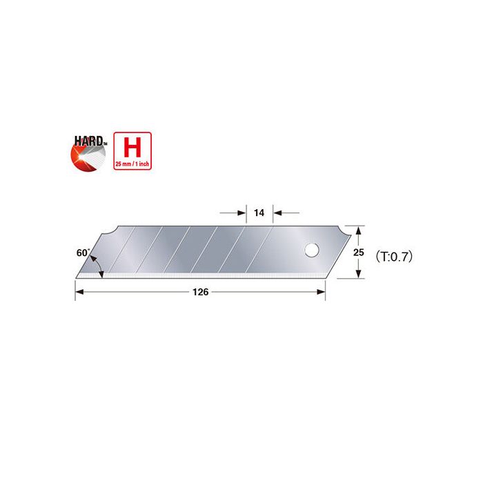 Tajima LCB-65 Rock Hard Blade™ H reserve afbreekmessen - 25 mm - 10 stuks