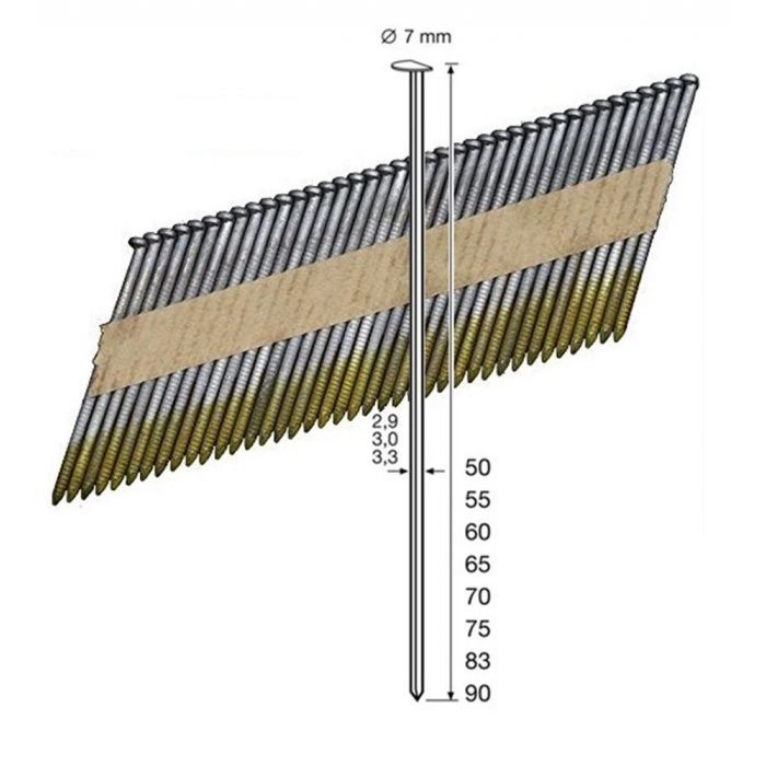 Dutack Stripnagel papiergebonden 34° - 2,8x50 mm - glad - 5000 stuks - 5150020