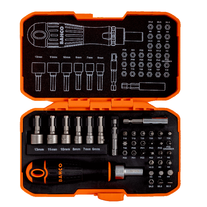 Bahco 59/S36BCR Bitset 1/4" met ratelschroevendraaier - 36-delig