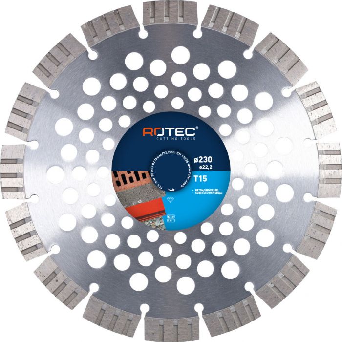 Rotec Diamantzaagblad T15 - 15 mm segment - Ø230x22,2 mm - SPE.1409