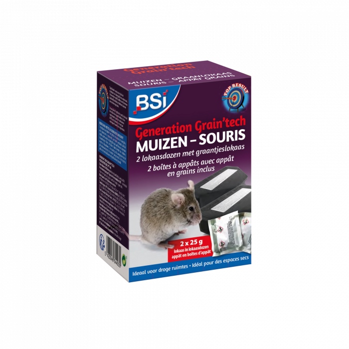 BSI Muizenlokdoos met Generation Grain'tech lokaas - 2 doosjes met 50 gram lokaas - 64403