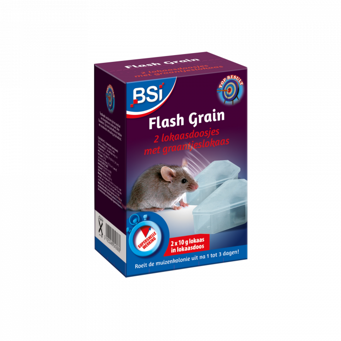 BSI Muizenlokdoos met Flash Grain graantjeslokaas - 2 doosjes met 20 gram lokaas - 64366