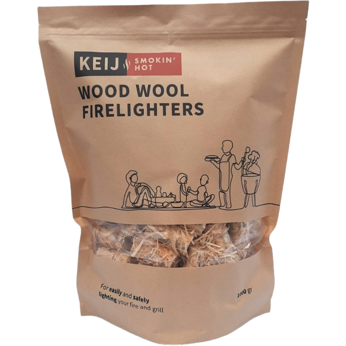  Keij BBQ Aanmaakwokkels - houtwol - 1 kg / ca. 70 stuks