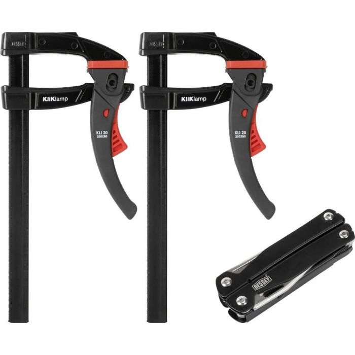 Bessey KLI-SET-A KliKlamp snelspanlijmklem black edition - 2x KLI20 met multitool