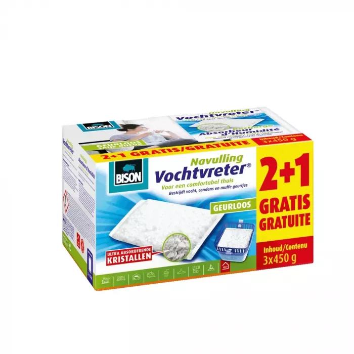 Bison Vochtvreter® navul bag - 2 x 450 gram + 1 gratis 450 gram navulling - 6313575