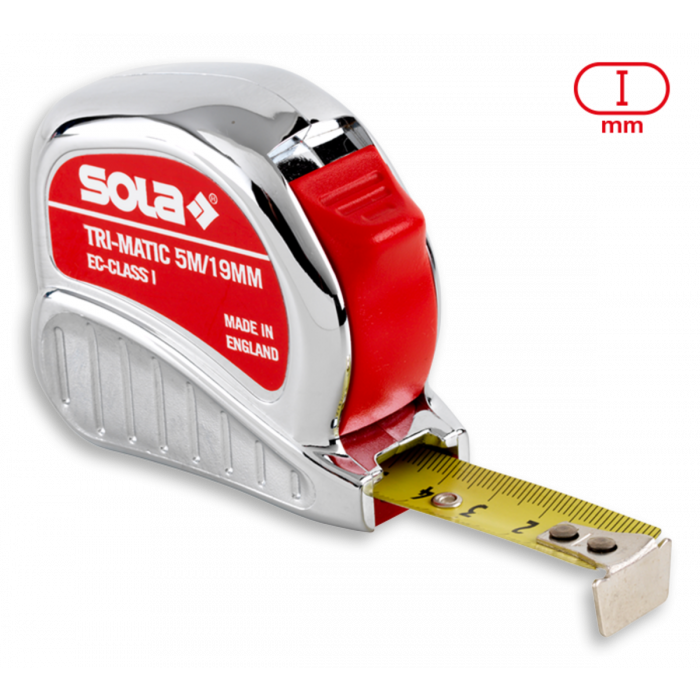 Sola TRI-MATIC TM 8 Rolbandmaat - 8 meter x 25 mm - stalen band - 50023401