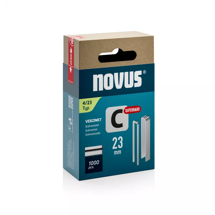 Novus Nieten met smalle rug Superhard - C type 4 - 23 mm - 1000 stuks - 042-0803