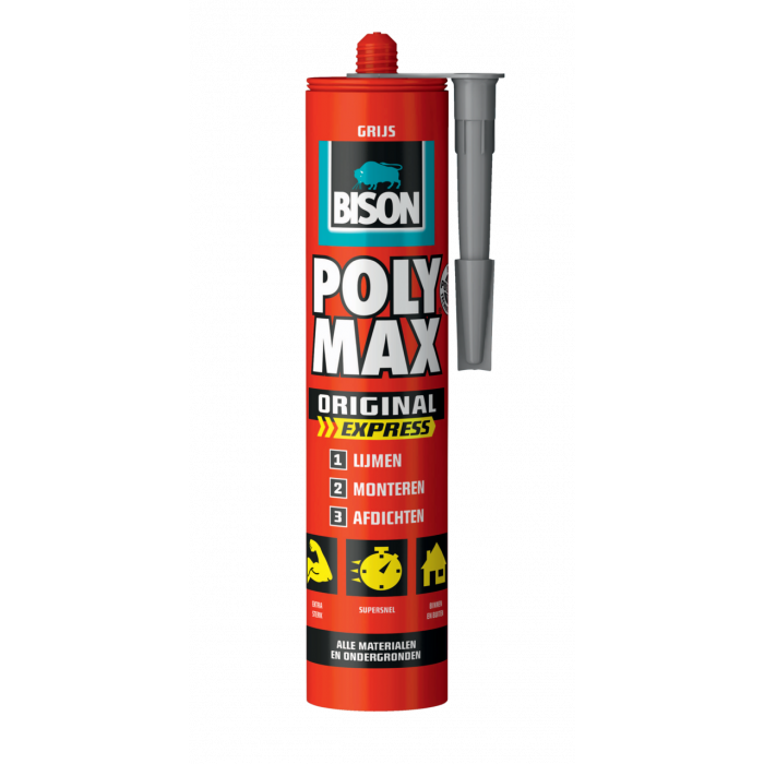 Bison POLY MAX® Express montagekit - grijs - 425 gram - koker - 6309306