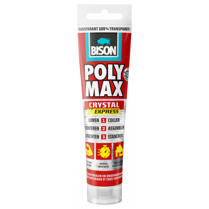 Bison POLY MAX® Crystal Express montagekit - transparant - 115 gram - tube - 6300417