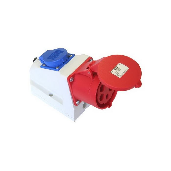 ABL CEE Combo wandcontactdoos 32A 5-Polig + 230V - rood - D52S331