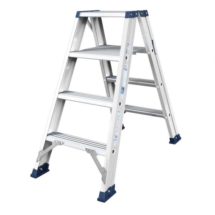 DAS Premium Dubbele bouw trap - trapladder - brut aluminium