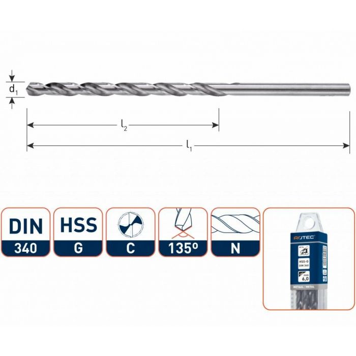 HEVU Metaalboor HSS-G silver-line lang in box - Ø2 t/m Ø12,5 mm