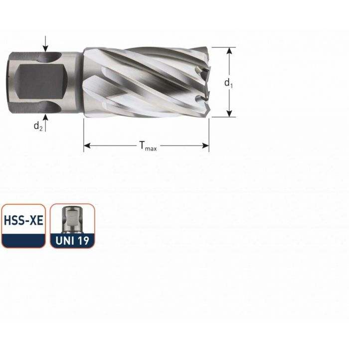 Rotec HSS-XE Kernboor silver-line 30 mm (UNI) 12 - 40 mm