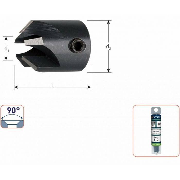 Rotec WS opsteekverzinkboor 90° - Ø3 t/m Ø10 mm