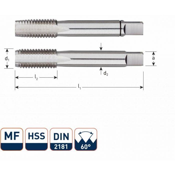 Rotec HSS Handtappenset MF metrisch fijn set á 2 stuks