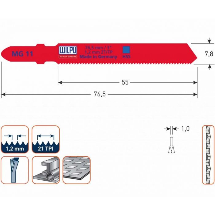 Wilpu Decoupeerzaagblad MG11 5 stuks - 510.0621