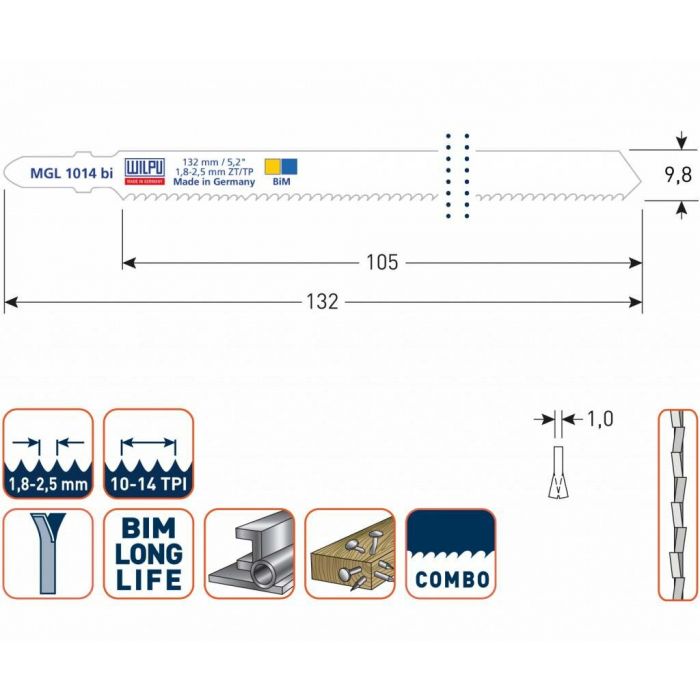 Wilpu Decoupeerzaagblad MGL1014bi 5 stuks - 510.0761