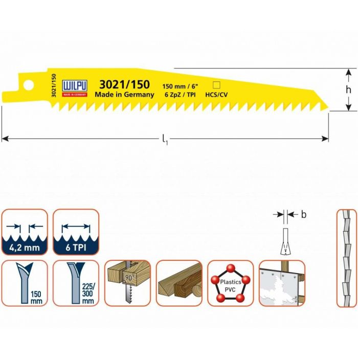 Wilpu Reciprozaagblad 3021 150 - 225 - 300 mm
