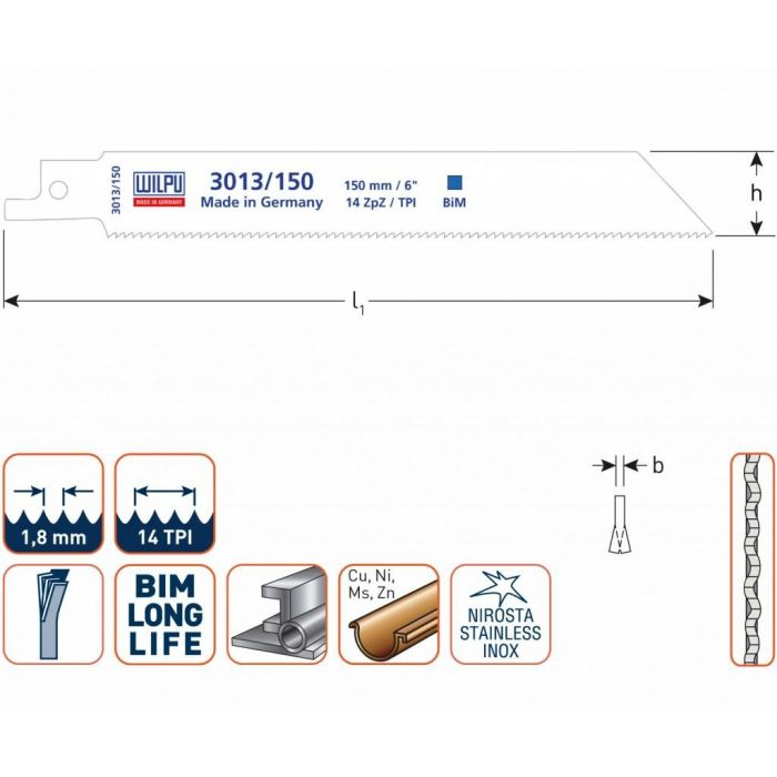 Wilpu Reciprozaagblad 3013 150 - 200 - 280 mm
