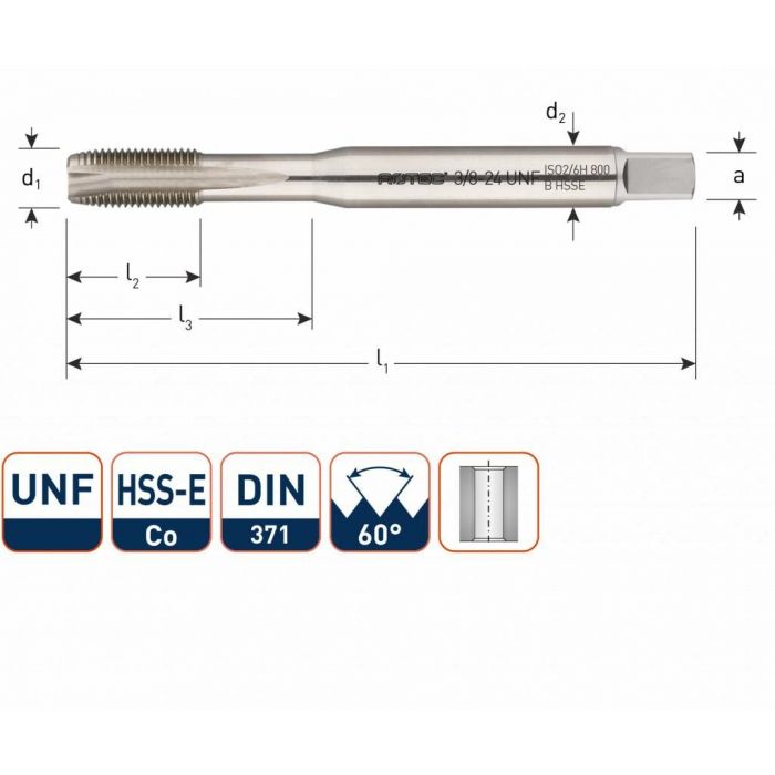 Rotec HSSE-Co 800 machinetap UNF doorlopend DIN371