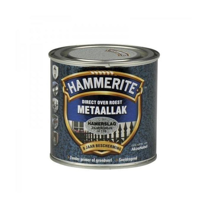 Hammerite Metaallak hamerslag H115 zilver grijs 250ML