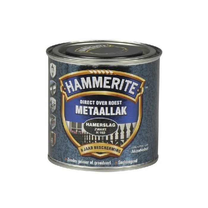 Hammerite Metaallak hamerslag H160 zwart 250ML