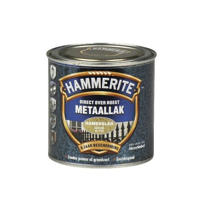 Hammerite Metaallak hamerslag H170 goud 250ML