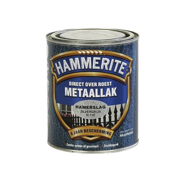 Hammerite Metaallak hamerslag H115 zilver grijs 750ML