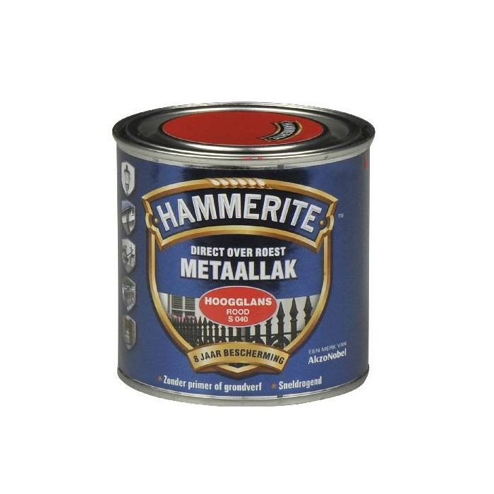 Hammerite Metaallak hoogglans S040 rood 250ML