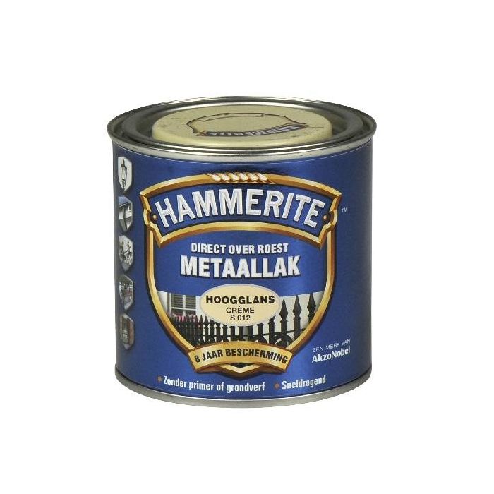 Hammerite Metaallak hoogglans S012 creme 250ML