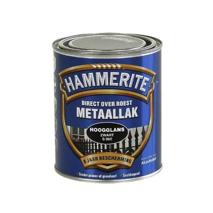 Hammerite Metaallak hoogglans S060 zwart 750ML