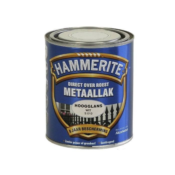 Hammerite Metaallak hoogglans S010 wit 750ML