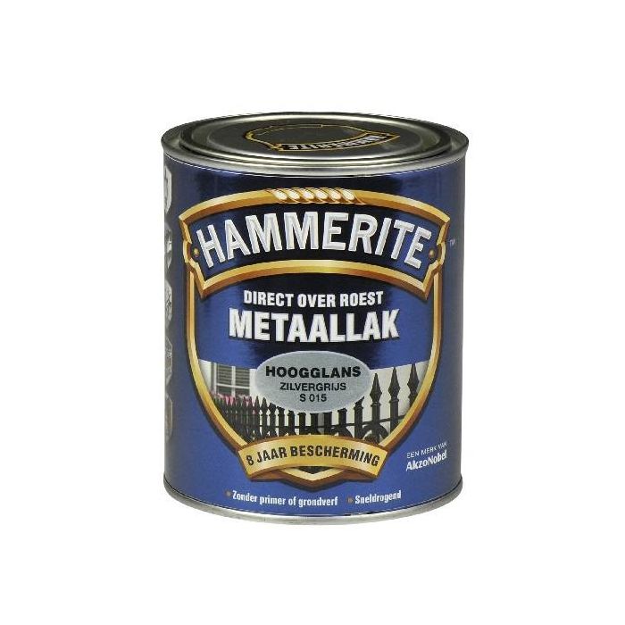 Hammerite Metaallak hoogglans S015 zilver grijs 750ML