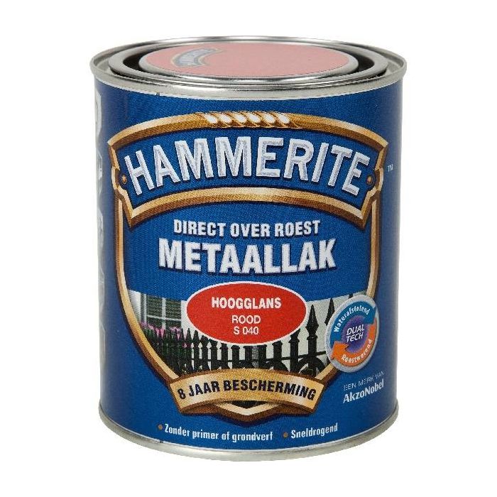 Hammerite Metaallak hoogglans S040 rood 750ML