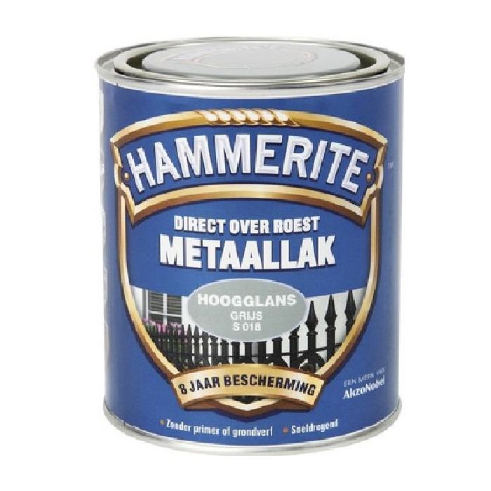 Hammerite Metaallak hoogglans S018 grijs 750ML