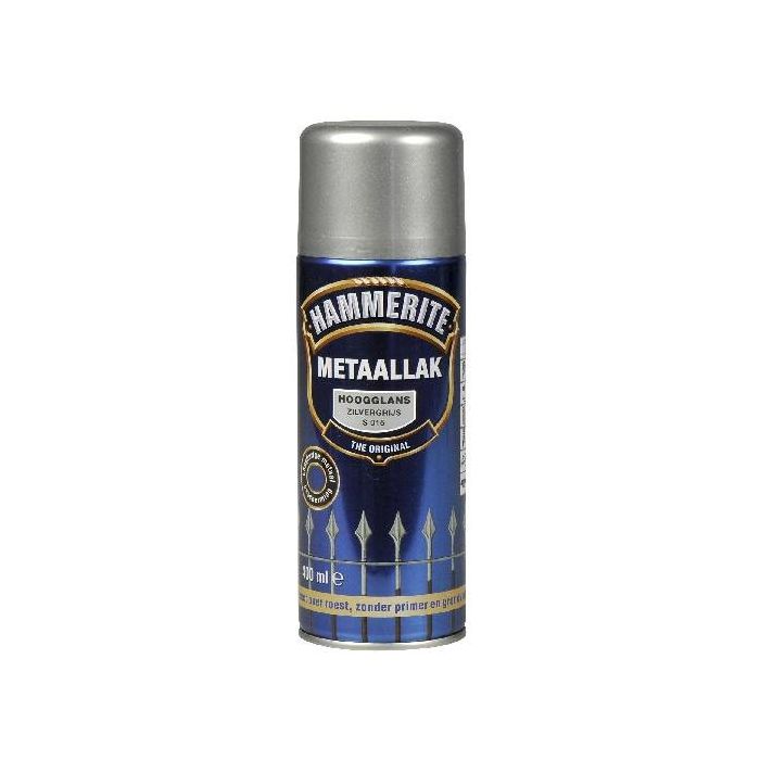 Hammerite Metaallak hoogglans S015 zilver grijs 400ML